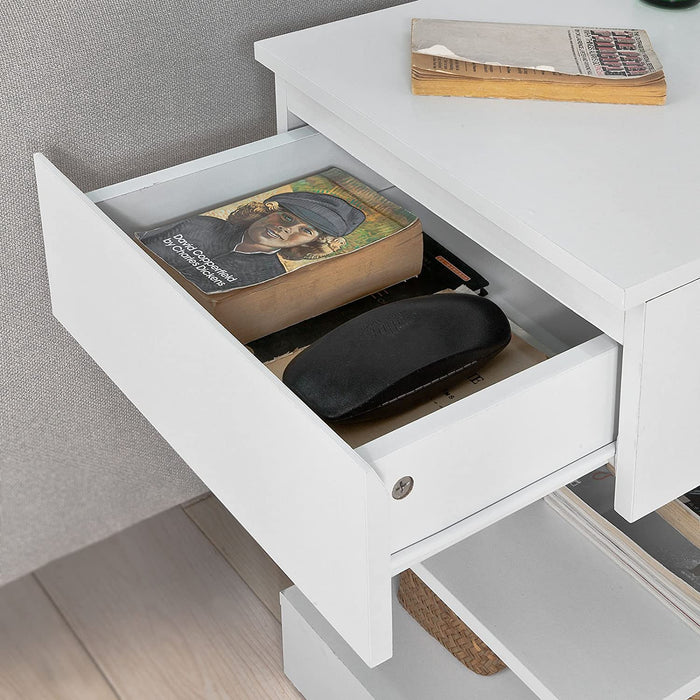 Beistelltisch Nachttisch Nachtschrank Kommode mit 1 Schublade und 3 Ablagen weiß BHT 39x65x39cm