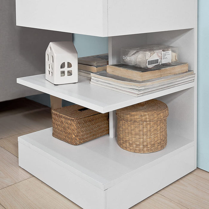 Beistelltisch Nachttisch Nachtschrank Kommode mit 1 Schublade und 3 Ablagen weiß BHT 39x65x39cm