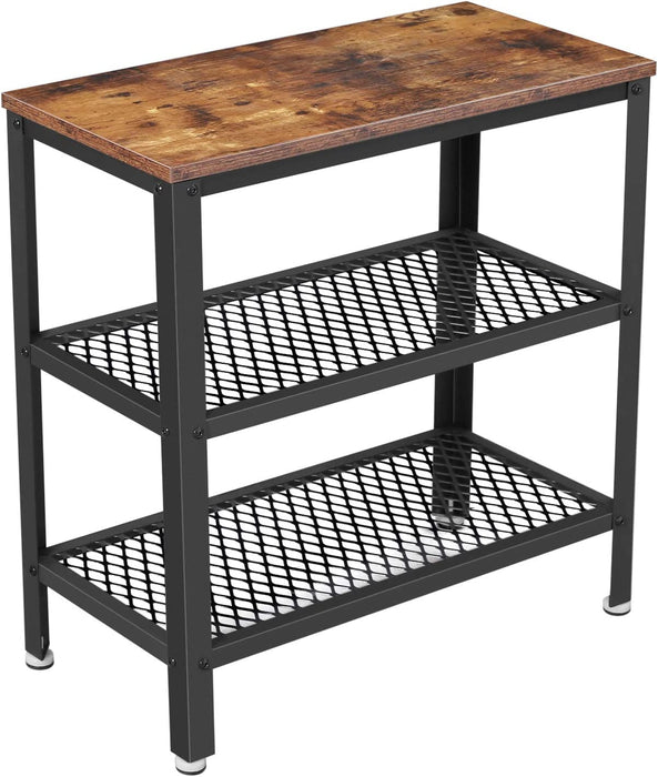 Beistelltisch, Dekotisch mit 2 Gitterablagen, Couchtisch, Flur, Wohnzimmer, Schlafzimmer, Büro, schmal, stabil, platzsparend, einfacher Aufbau