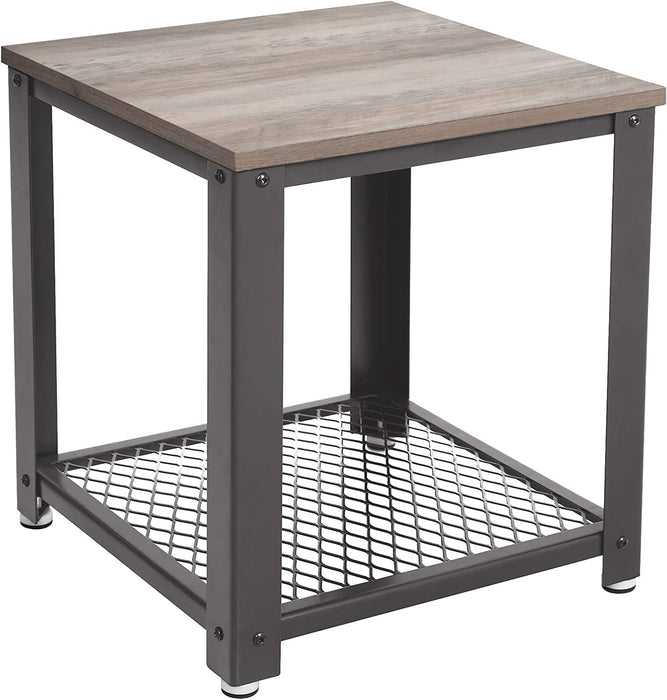 Beistelltisch, Nachttisch, Sofatisch, Wohnzimmertisch, stabil, mit Metallgestell, einfach zu montieren, Wohnzimmer, Schlafzimmer, Holzoptik, greige