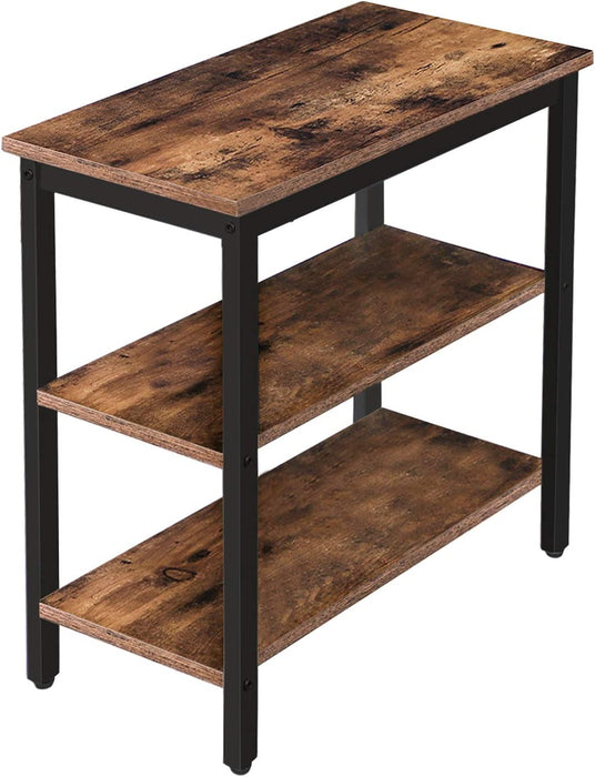 Beistelltisch, Nachttisch mit 3 Ablage, Sofatisch Industriestil, Nachtschrank, Schlafzimmer, Wohnzimmer, Küche, Einfach zu montieren, Vintage