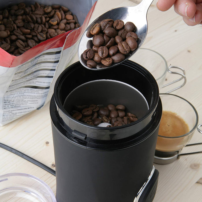 Black + Decker - Elektrische Mühle für Kaffee, Nüsse, Gewürze, Samen. Schnell, 150W, 50g, Behälter und Klingen aus Edelstahl