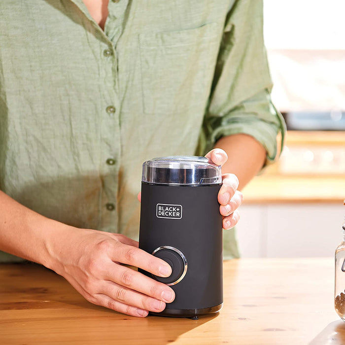 Black + Decker - Elektrische Mühle für Kaffee, Nüsse, Gewürze, Samen. Schnell, 150W, 50g, Behälter und Klingen aus Edelstahl