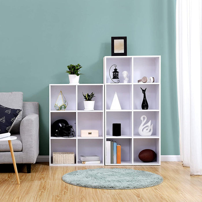 Bücherregal, Bücherschrank, mit 8 Fächern, Standregal, Büroregal, freistehend, als Dekoration, für Büro, Wohnzimmer, Schlafzimmer, Kinderzimmer, weiß