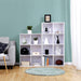 Bücherregal, Bücherschrank, mit 8 Fächern, Standregal, Büroregal, freistehend, als Dekoration, für Büro, Wohnzimmer, Schlafzimmer, Kinderzimmer, weiß