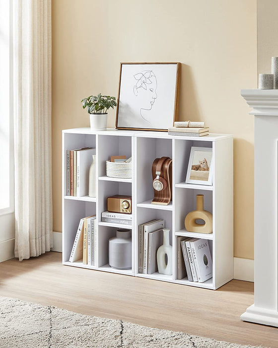 Bücherregal, Regal, Standregal, mit 5 Fächern, für Wohnzimmer, Arbeitszimmer, Kinderzimmer, Büro, als Raumteiler, 24 x 50 x 80 cm, weiß