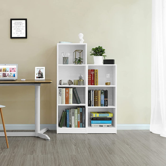 Bücherregal, Regal mit 3 Fächern, Standregal, mit höhenverstellbaren Ablagen, für Wohnzimmer, Kinderzimmer, Büro, 24 x 40 x 93 cm, weiß