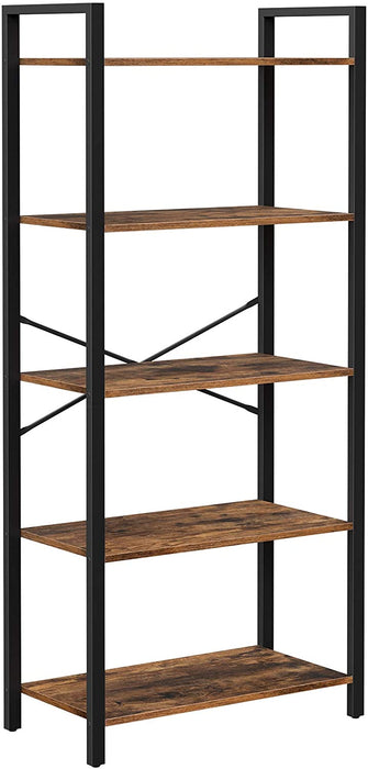 Bücherregal, Standregal, Aufbewahrungsregal mit 5 Ebenen, Industrie-Design, für Wohnzimmer, Büro, Arbeitszimmer und Flur, Stahlgestell