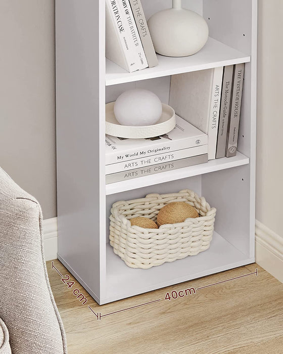 Bücherregal, mit 6 Ebenen, Standregal, Aufbewahrungsregal, für Wohnzimmer, Büro, Schlafzimmer, Arbeitszimmer, skandinavischer Stil, weiß