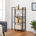 Bücherregal mit 4 Ebenen, Aufbewahrungsregal, Stahlgestell, Höhe 120 cm, für Wohnzimmer, Büro, Arbeitszimmer und Flur, Industrie-Design