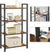 Bücherregal mit 4 Ebenen, Aufbewahrungsregal, Stahlgestell, Höhe 120 cm, für Wohnzimmer, Büro, Arbeitszimmer und Flur, Industrie-Design