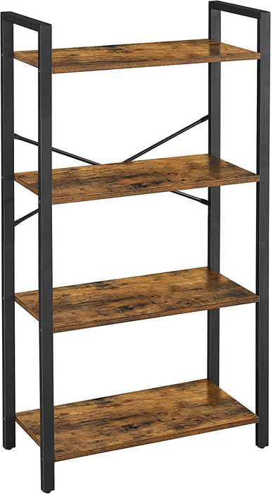 Bücherregal mit 4 Ebenen, Aufbewahrungsregal, Stahlgestell, Höhe 120 cm, für Wohnzimmer, Büro, Arbeitszimmer und Flur, Industrie-Design