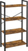 Bücherregal mit 4 Ebenen, Aufbewahrungsregal, Stahlgestell, Höhe 120 cm, für Wohnzimmer, Büro, Arbeitszimmer und Flur, Industrie-Design