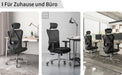 Bürostuhl Ergonomischer Schreibtischstuhl, Drehstuhl hat Verstellbarer Lordosenstütze, Kopfstütze und Armlehne, Höhenverstellung und Wippfunktion