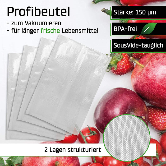 CASO Profi- Folienbeutel 30x40 cm / 50 Beutel, für alle Balken Vakuumierer, BPA-frei, sehr stark & reißfest ca. 150µm, kochfest, Sous Vide 