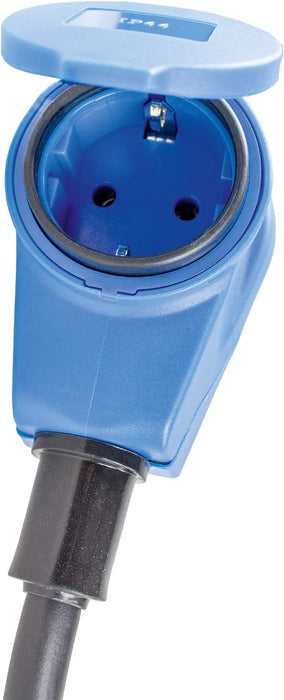 Camping CEE-Adapterleitung Caravan, 230V/16A CEE-Stecker & Schutzkontaktkupplung – IP44 Kfz-Zubehör – 3-polige 1,5m Leitung Schutzkontakt Stecker – Made in Germany – Schwarz/Blau