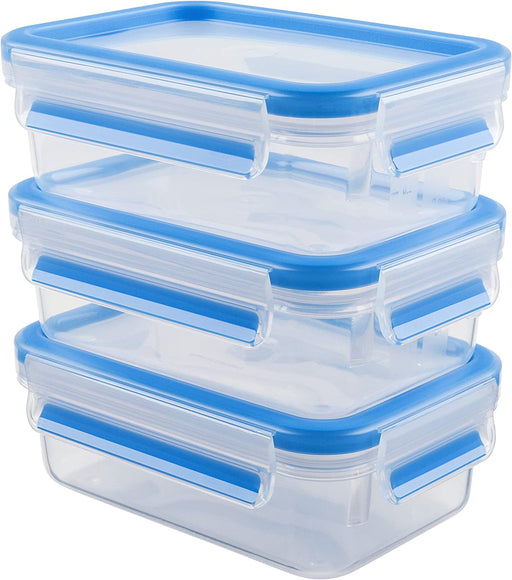 Clip & Close Frischhaltedosen-Set 3-teilig | 3x0,55 L | stapelbar | mikrowellenfest | -40 bis +100 Grad | Kunststoff | 100% dicht | Frische-Dichtung 