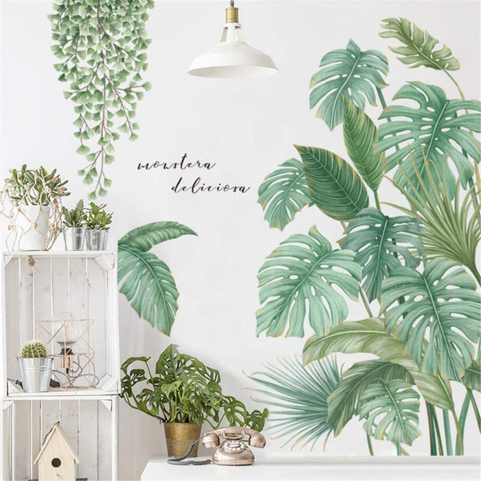 DIY Groß Wandtattoo Wandaufkleber, Grüne Pflanze Blätter Schildkrötenblatt Wandsticker Wanddeko für Wohnzimmer Schlafzimmer Flur Kühlschrank