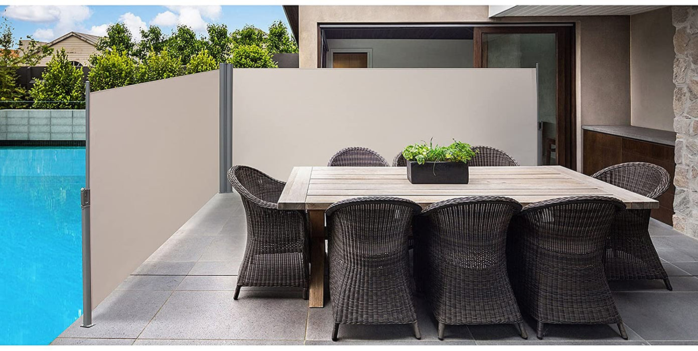 Doppelseitenmarkise, ausziehbar, 2 x 6 m (H x L), ausziehbare Seitenmarkise, Sichtschutz, Sonnenschutz, Seitenrollo, für Balkon, Terrasse und Garten