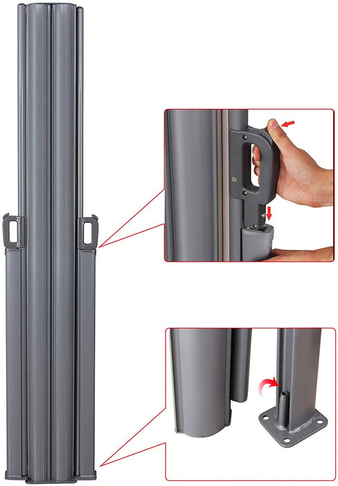 Doppelseitenmarkise, ausziehbar, 2 x 6 m (H x L), ausziehbare Seitenmarkise, Sichtschutz, Sonnenschutz, Seitenrollo, für Balkon, Terrasse und Garten