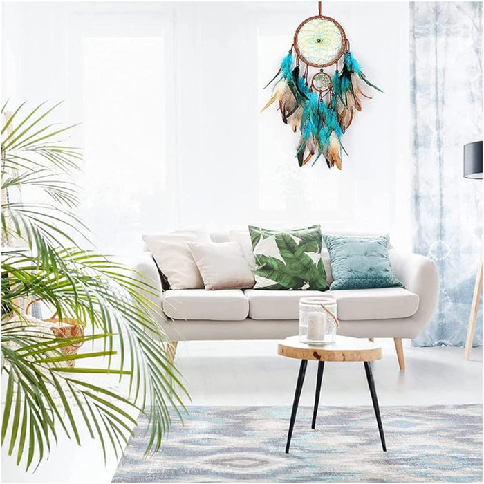 Dreamcatcher Handgefertigt Traumfänger Feder Traumfänger Traumfänger Klein Dream Catchers für Wandbehang Wohnkultur Ornamente Handwerk Dekoration (70) (Moon)
