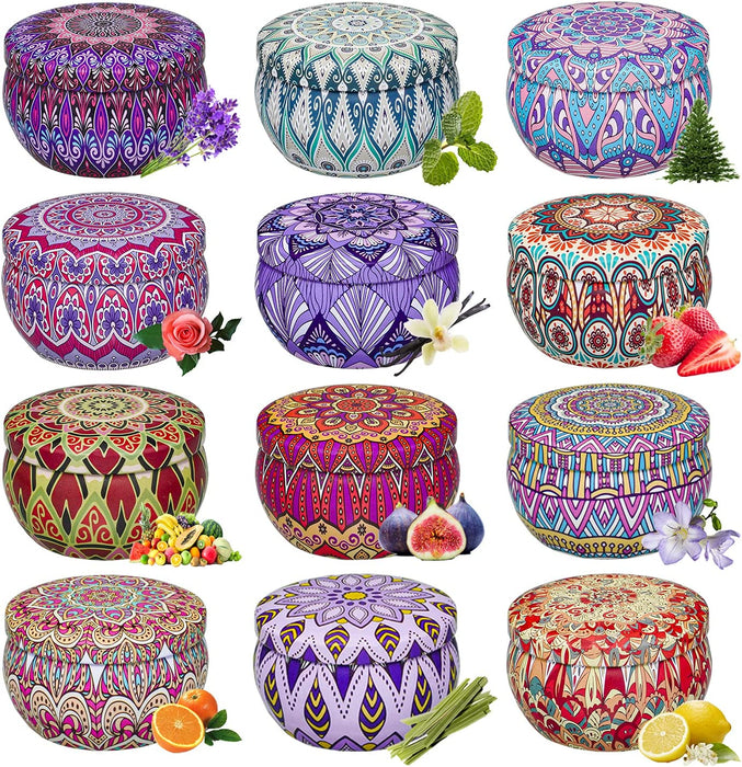 Duftkerzen Set Geschenke für Frauen Mama Weihnachten, 12 Stück 2.5 Oz Sojawachs Duft Kerzen Geschenkset mit 12 Personalisierte Aromen 