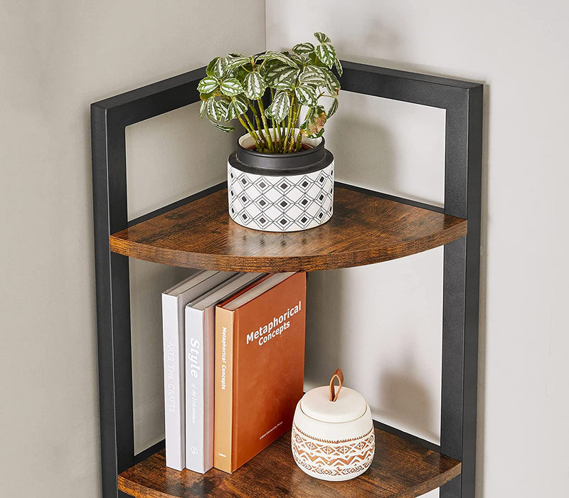 Eckregal mit 5 Ablagen, Bücherregal, Aufbewahrungsregal, multifunktional, für Wohnzimmer, Schlafzimmer, Büro, 30 x 30 x 150 cm, Industrie-Design