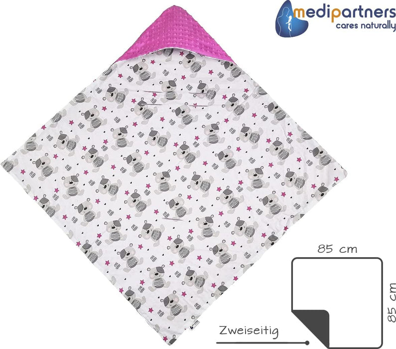 Einschlagdecke 100% Baumwolle 85x85cm Kuscheldecke für Kinderwagen Babyschale universal Baby Decke doppelseitig Babydecke Buggy Autositz
