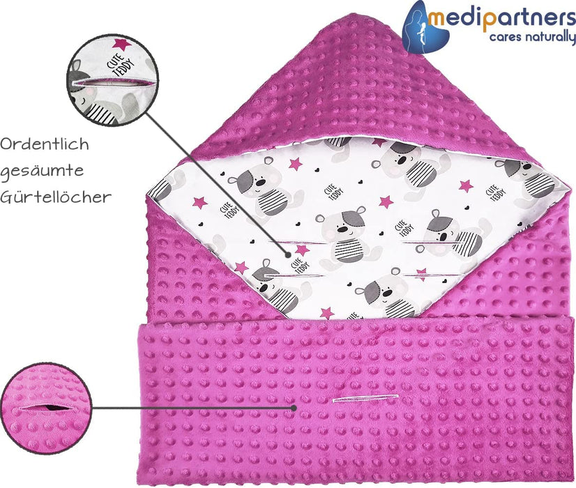 Einschlagdecke 100% Baumwolle 85x85cm Kuscheldecke für Kinderwagen Babyschale universal Baby Decke doppelseitig Babydecke Buggy Autositz