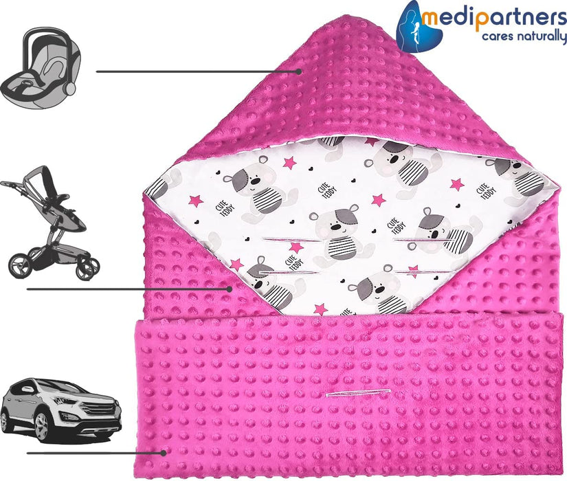 Einschlagdecke 100% Baumwolle 85x85cm Kuscheldecke für Kinderwagen Babyschale universal Baby Decke doppelseitig Babydecke Buggy Autositz