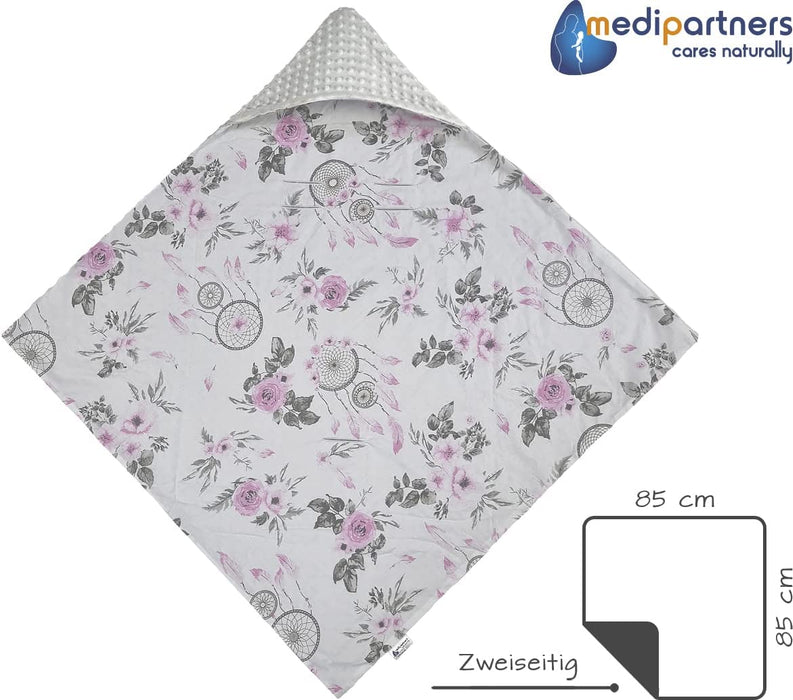 Einschlagdecke 100% Baumwolle 85x85cm Kuscheldecke für Kinderwagen Babyschale universal Baby Decke doppelseitig Babydecke Buggy Autositz