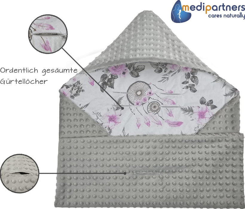 Einschlagdecke 100% Baumwolle 85x85cm Kuscheldecke für Kinderwagen Babyschale universal Baby Decke doppelseitig Babydecke Buggy Autositz