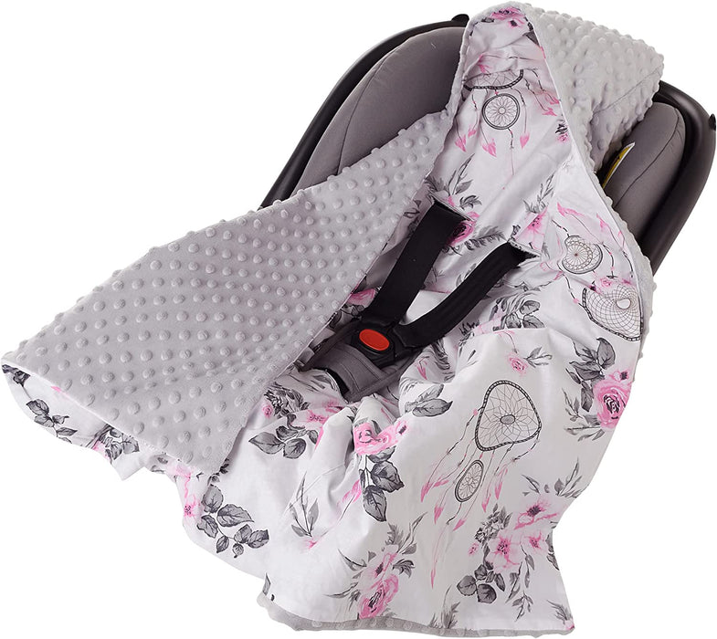 Einschlagdecke 100% Baumwolle 85x85cm Kuscheldecke für Kinderwagen Babyschale universal Baby Decke doppelseitig Babydecke Buggy Autositz
