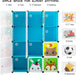 Erweiterbares Kinderregal Kinder Kleiderschrank Stufenregal Bücherregal mit Türen & 2 Aufhängern, tiefere Fächer als normal (45 cm vs. 35 cm)