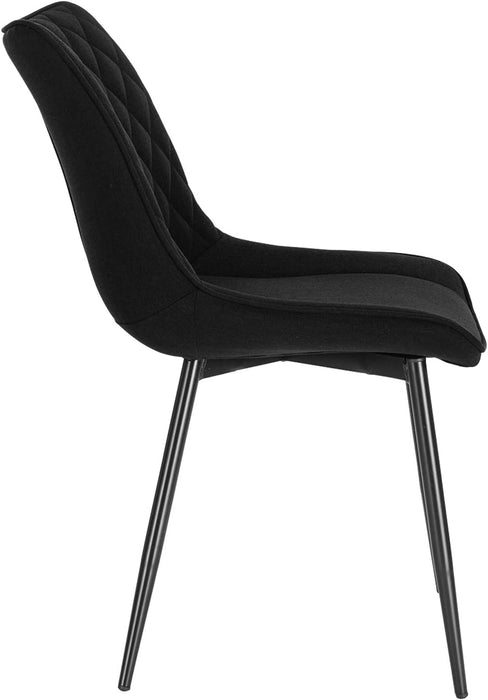 Esszimmerstühle 2er Set Küchenstuhl Polsterstuhl Wohnzimmerstuhl Sessel mit Rückenlehne, Sitzfläche aus Leinen, Metallbeine, Schwarz