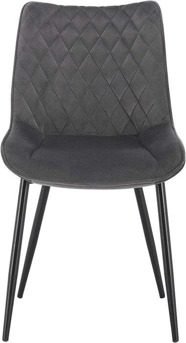 Esszimmerstühle 2er Set Küchenstuhl Polsterstuhl Wohnzimmerstuhl Sessel mit Rückenlehne, Sitzfläche aus Samt, Metallbeine, Dunkelgrau