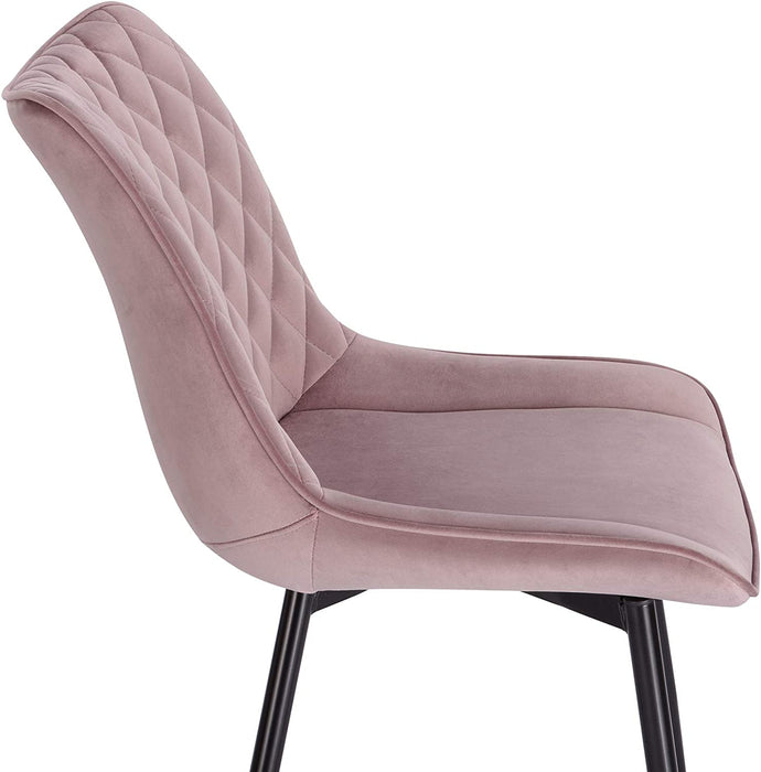 Esszimmerstühle 2er Set Küchenstuhl Polsterstuhl Wohnzimmerstuhl Sessel mit Rückenlehne, Sitzfläche aus Samt, Metallbeine, Rosa