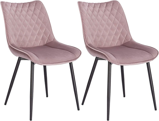 Esszimmerstühle 2er Set Küchenstuhl Polsterstuhl Wohnzimmerstuhl Sessel mit Rückenlehne, Sitzfläche aus Samt, Metallbeine, Rosa