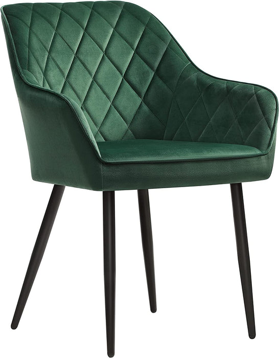 Esszimmerstuhl, Sessel, Polsterstuhl mit Armlehnen, Sitzbreite 49 cm, Metallbeine, Samtbezug, bis 110 kg belastbar, für Arbeitszimmer, Wohnzimmer