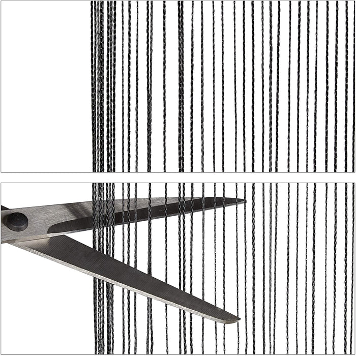 Fadenvorhang schwarz, kürzbar, Tunneldurchzug, für Türen & Fenster, waschbar, Fadengardine, 145x245 cm, Black