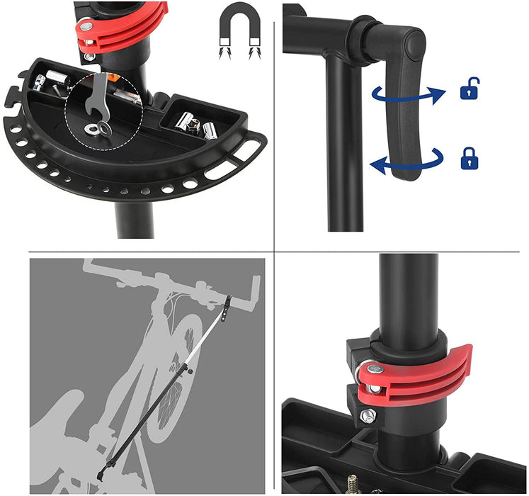 Fahrradmontageständer, Reparaturständer für Fahrräder, Schwerlast-Montageständer, Fahrradständer mit Schnelllösevorrichtungen, verschweißter Klemmkopf