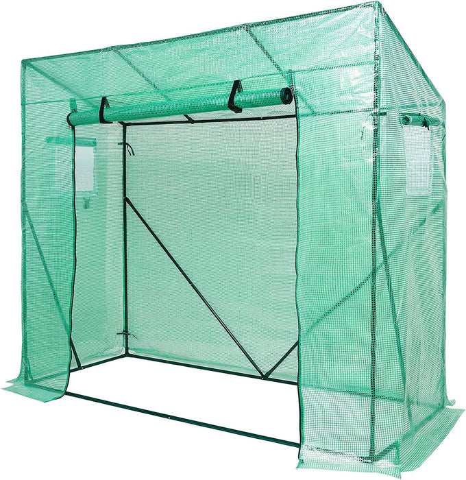 Foliengewächshaus Gewächshaus für Tomaten, mit Gitternetzfolie und Fernster für Garten zur Aufzucht, Schrägdach, Grün, 200 x 80 x 173/143cm