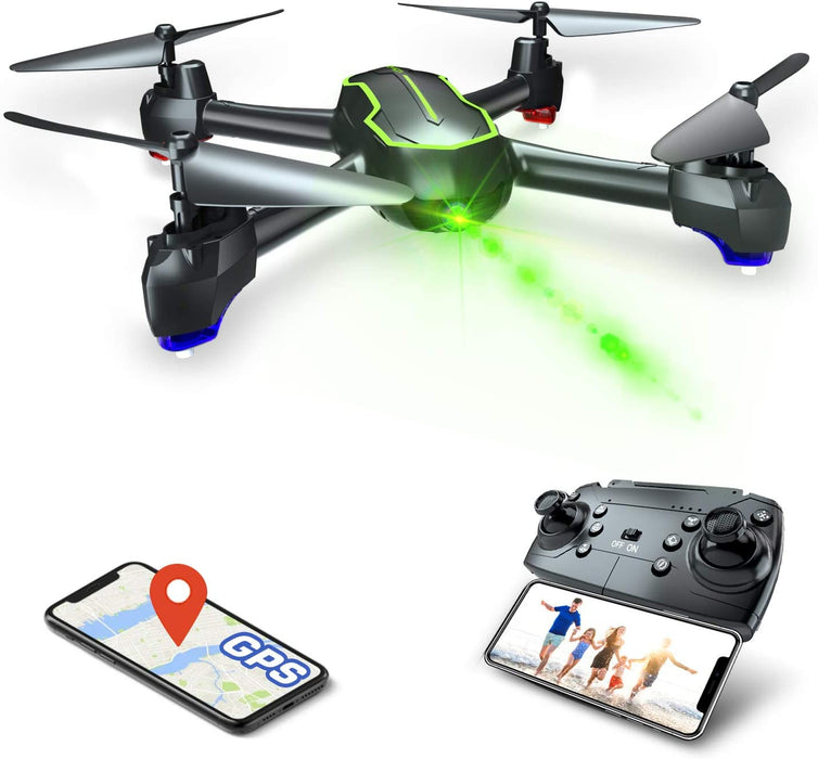 GPS-Drohne mit HD-Kamera 1080p für Anfänger, RC Quadrocopter Drohnen FPV mit GPS RTH Funktion / 32 Minuten Flug / Folge mir Funktion ( zwei Batterien )