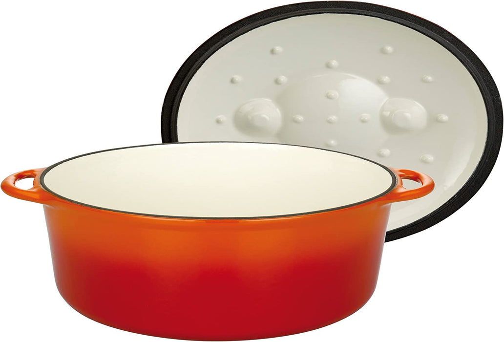 GUSSEISEN Bräter 33x25cm , Orange  Rot