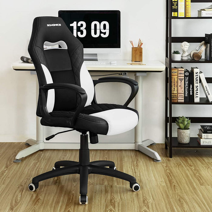 Gamingstuhl, Bürostuhl mit Wippfunktion, Racing Chair, ergonomisch, S-förmige Rückenlehne, gut für die Lendenwirbelsäule, bis 150 kg belastbar
