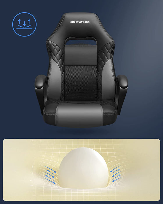 Gamingstuhl, Bürostuhl mit Wippfunktion, Racing Chair, ergonomisch, S-förmige Rückenlehne, gut für die Lendenwirbelsäule, bis 150 kg belastbar