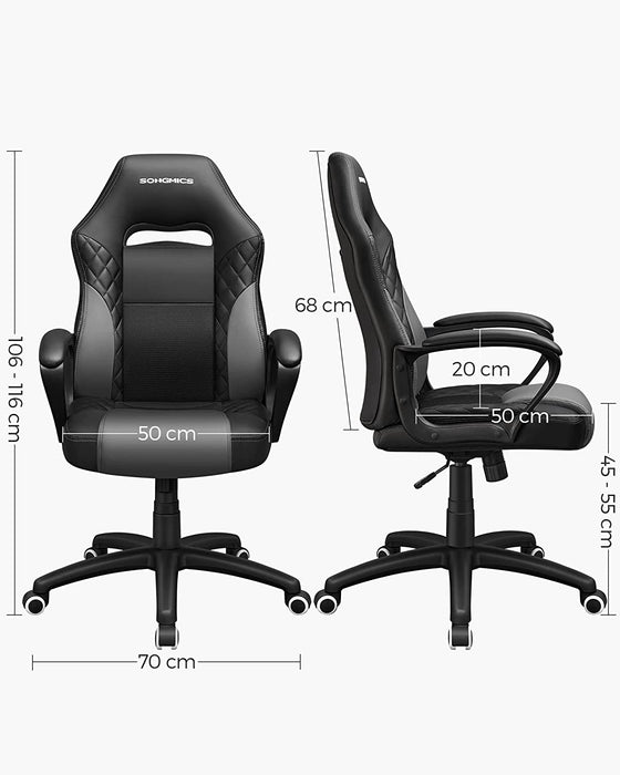 Gamingstuhl, Bürostuhl mit Wippfunktion, Racing Chair, ergonomisch, S-förmige Rückenlehne, gut für die Lendenwirbelsäule, bis 150 kg belastbar