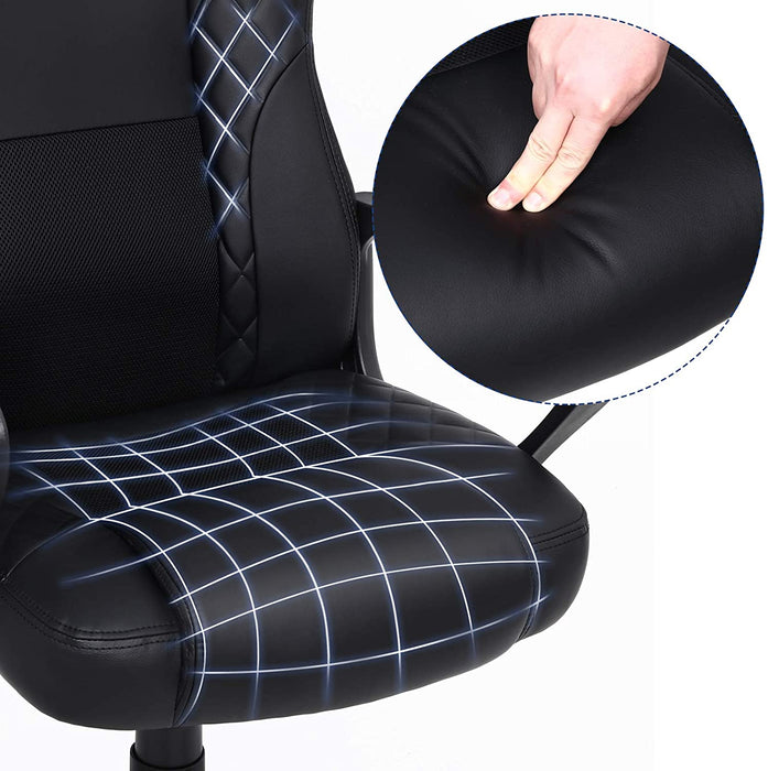 Gamingstuhl, Bürostuhl mit Wippfunktion, Racing Chair, ergonomisch, S-förmige Rückenlehne, gut für die Lendenwirbelsäule, bis 150 kg belastbar