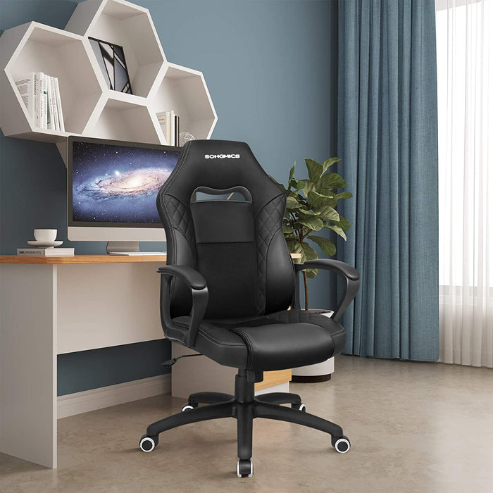 Gamingstuhl, Bürostuhl mit Wippfunktion, Racing Chair, ergonomisch, S-förmige Rückenlehne, gut für die Lendenwirbelsäule, bis 150 kg belastbar