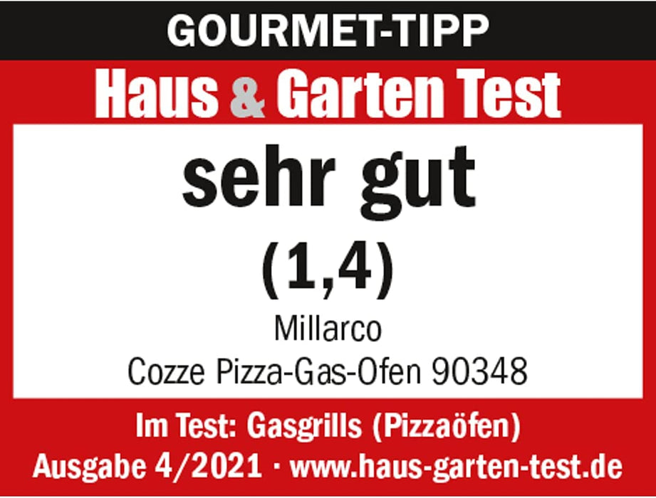 Gas Pizza Ofen mobiler Pizzaofen Pizzastein Gasgrill bis 400°Grad regelbar mit 34x34 cm Pizzastein tragbar Terrasse Balkon Test SEHR GUT